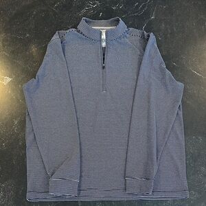 johnnie-O Men's Black and Gray Striped Quarter Zip